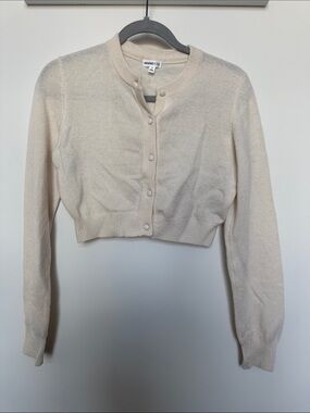 Minnie Rose Ivory Cropped Button Cardigan